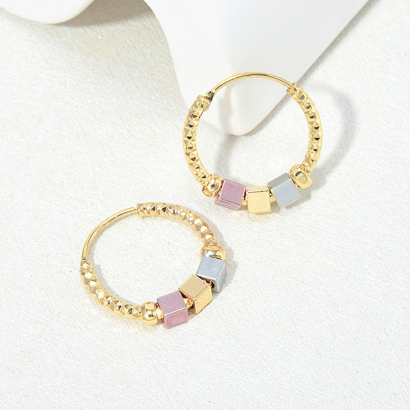 Hollow Rosette Earrings With Gold Contrast Hoops Demandx