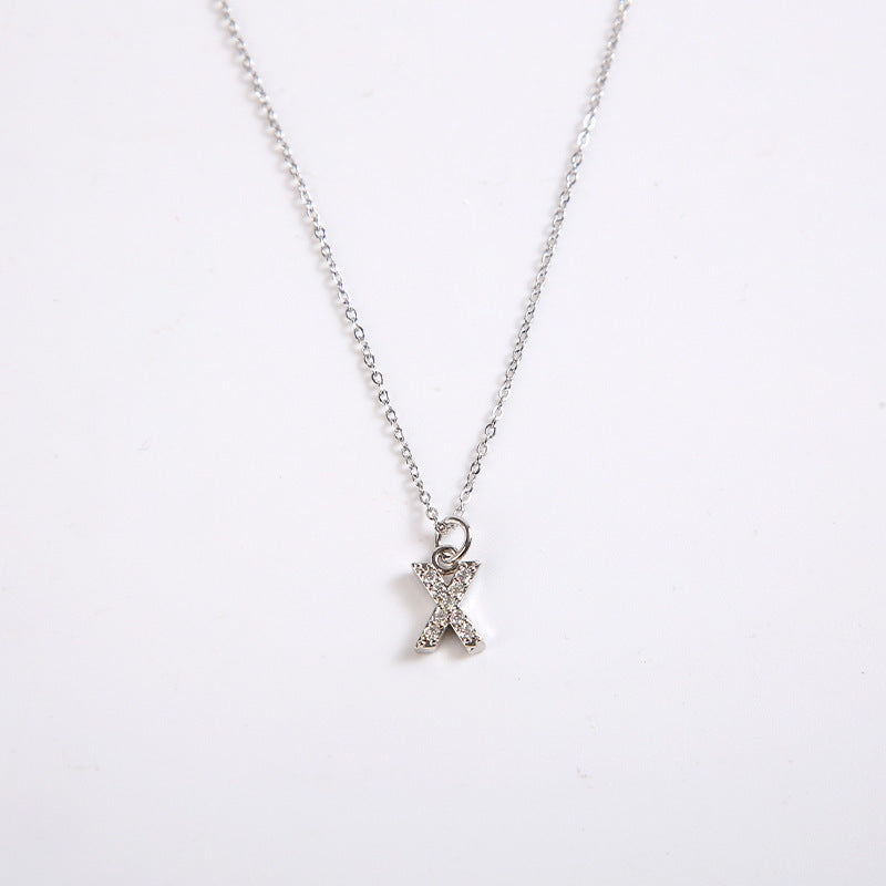 English Letter Necklace Micro Inlaid Zircon Plated 18K Demandx