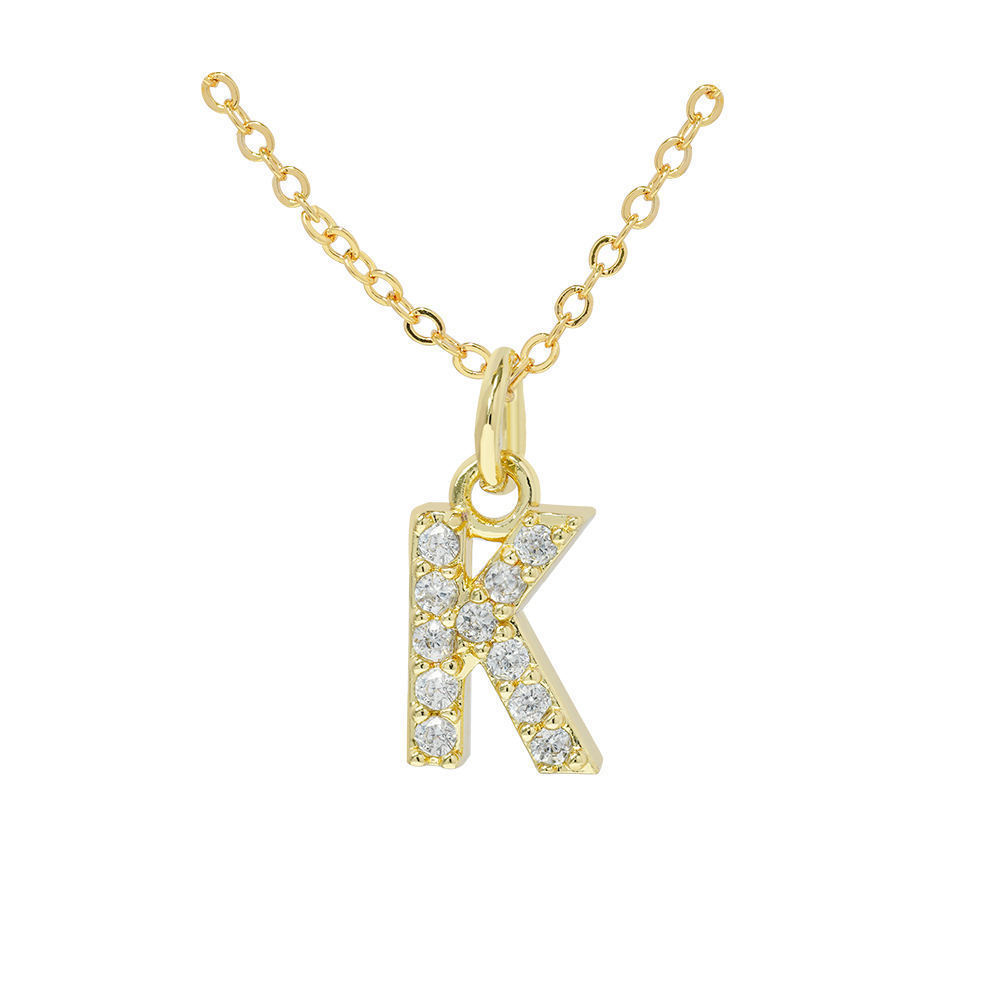 English Letter Necklace Micro Inlaid Zircon Plated 18K Demandx