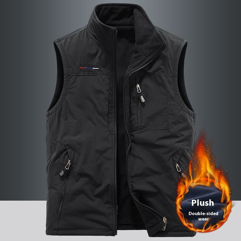 Double-sided Vest Men's Sports Fleece Vest Demandx