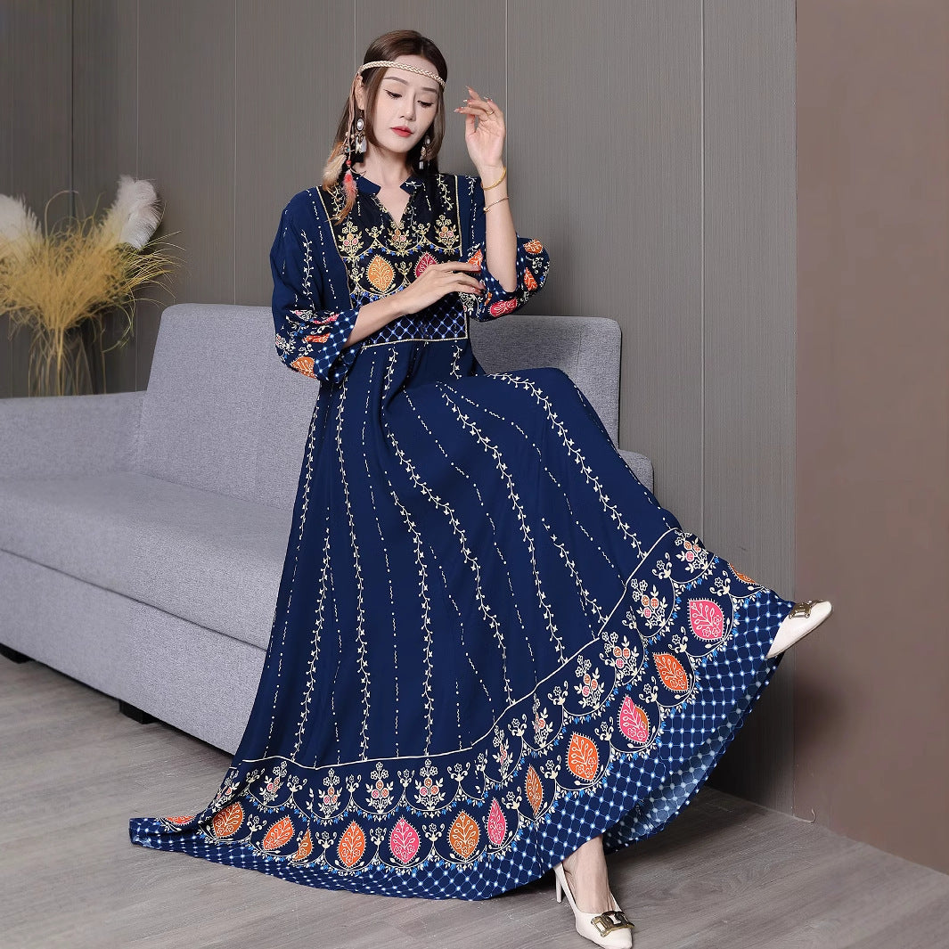 Ethnic Style Embroidered Large Swing Skirt Demandx