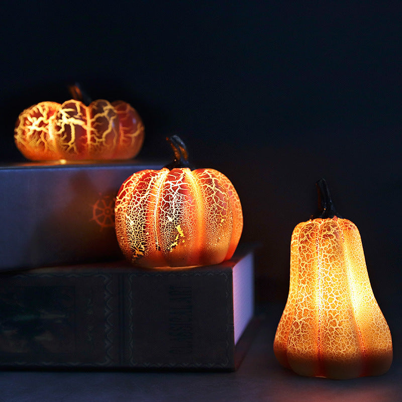 New Halloween Pumpkin Lantern Simulation Pumpkin LED Candle Lamp Resin Luminous Pumpkin Demandx