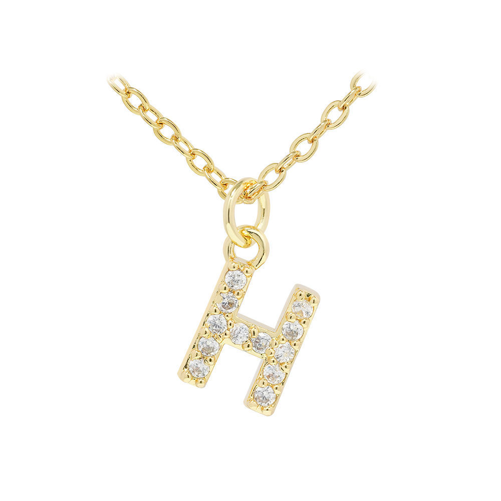 English Letter Necklace Micro Inlaid Zircon Plated 18K Demandx