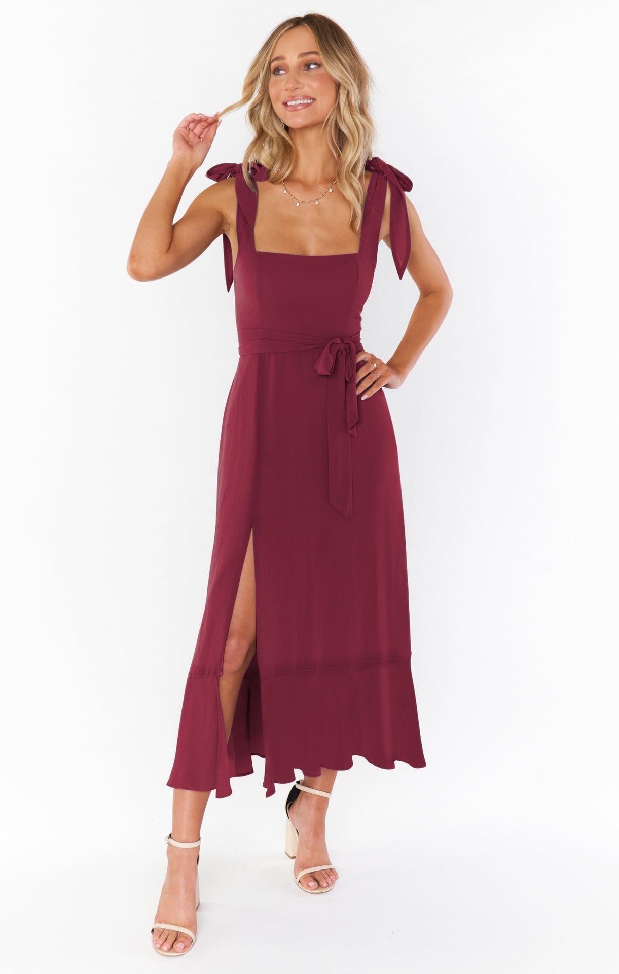 Temperament Suspender Split Dress With Lace-up Design Fashion Summer Ruffled Beach Dresses For Women Demandx