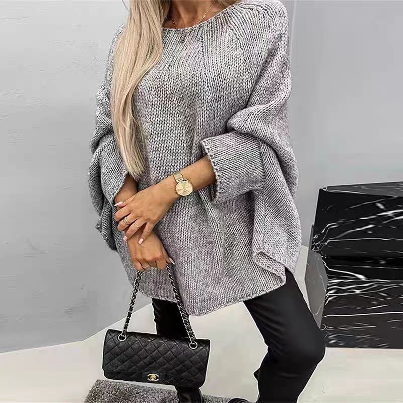 Winter Loose Batwing Sleeve Pullover Sweater Fashion Oversized Knitted Shawl Sweater Tops For Women Clothing Demandx