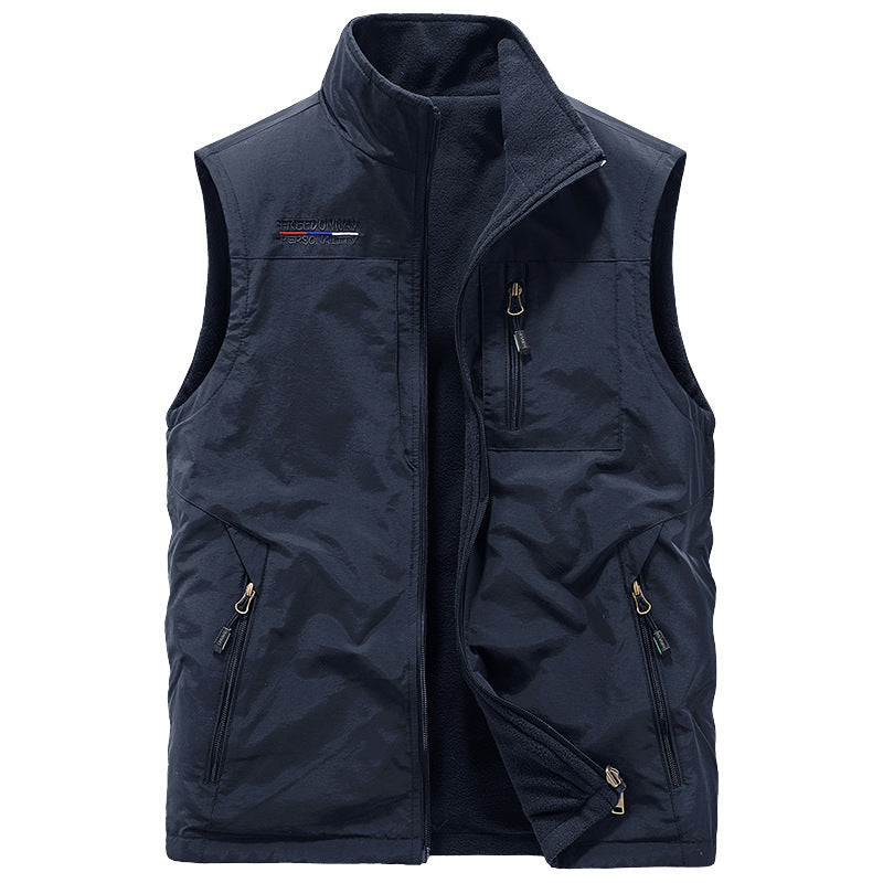 Double-sided Vest Men's Sports Fleece Vest Demandx