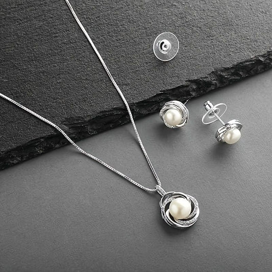 Pearl Wedding Necklace Earrings  Jewelry Set For Bride, Bridesmaid, Birthday Gift Demandx