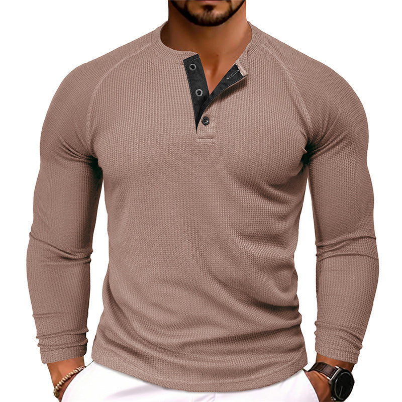 Men's Round Neck Waffle Casual T-shirt Demandx