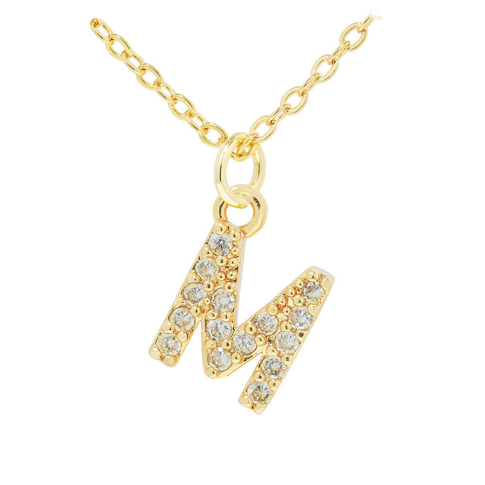 English Letter Necklace Micro Inlaid Zircon Plated 18K Demandx