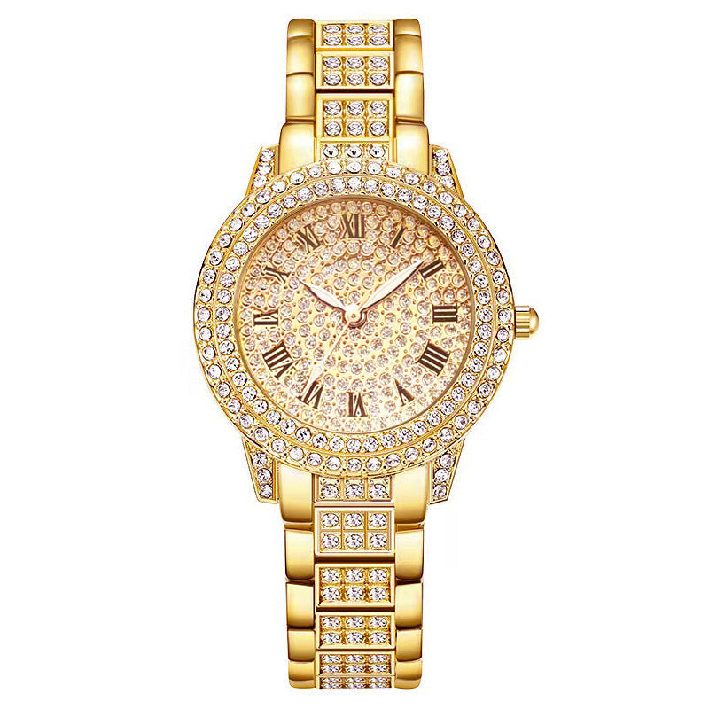 Women's Diamond Fashion Roman Quartz Watch Five-piece Set Demandx