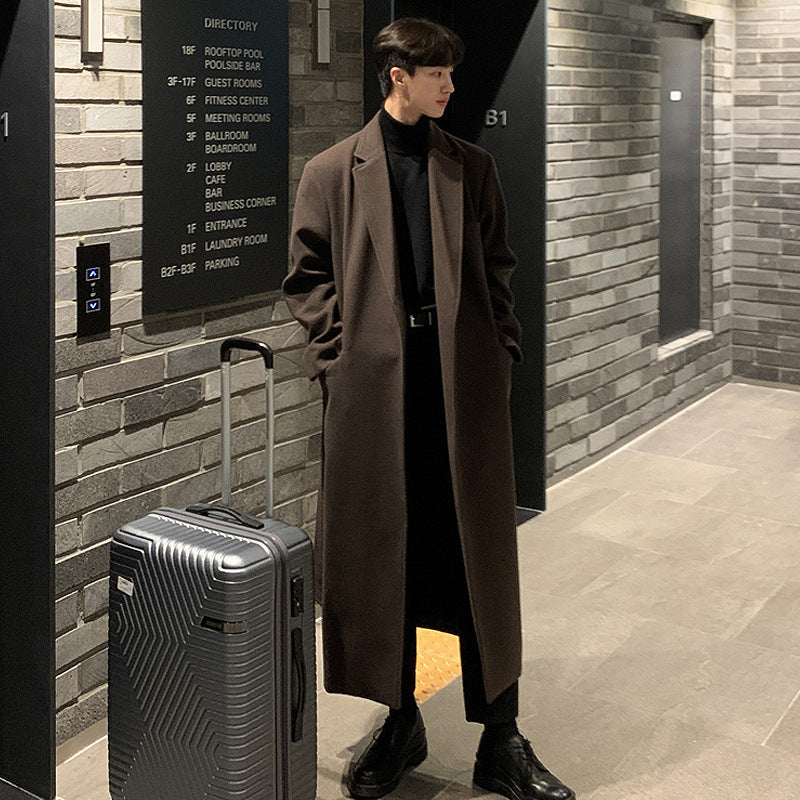 Thickened Belt Woolen Coat Men Demandx