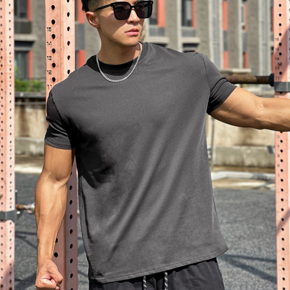 Muscle Sports Loose Cotton Fitness Short Sleeve Men Demandx