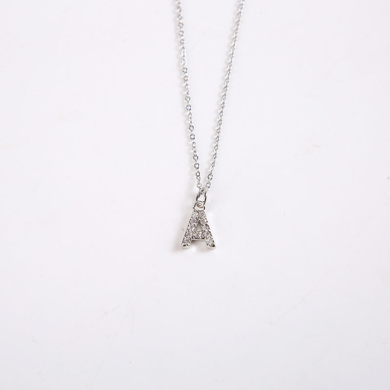 English Letter Necklace Micro Inlaid Zircon Plated 18K Demandx