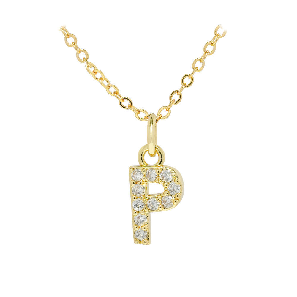 English Letter Necklace Micro Inlaid Zircon Plated 18K Demandx