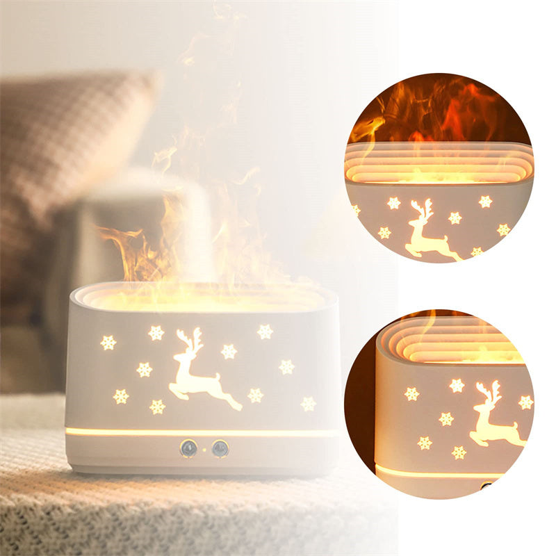 Elk Flame Humidifier Diffuser Mute Household Atmosphere Lamp Christmas Home Decorations Demandx