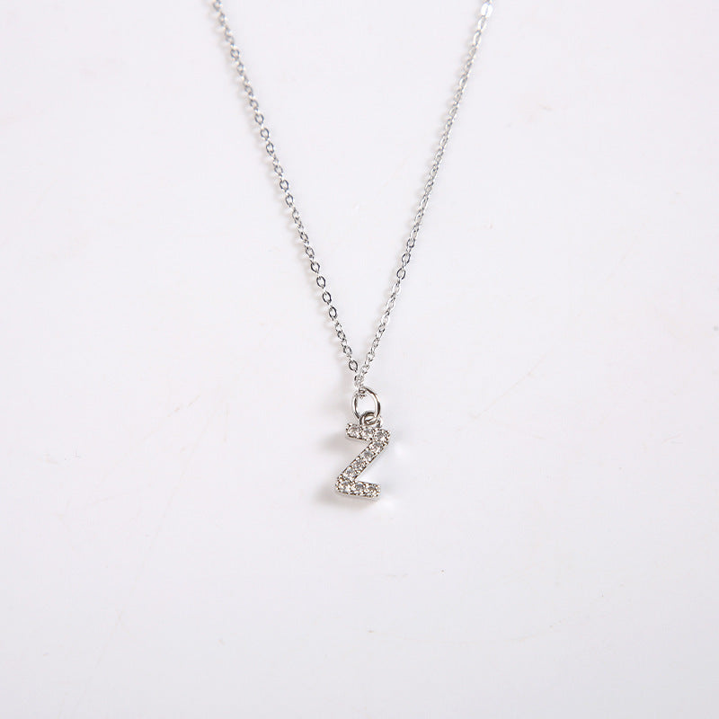 English Letter Necklace Micro Inlaid Zircon Plated 18K Demandx