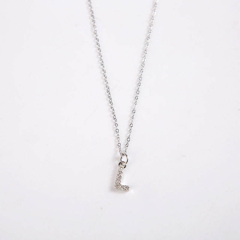 English Letter Necklace Micro Inlaid Zircon Plated 18K Demandx