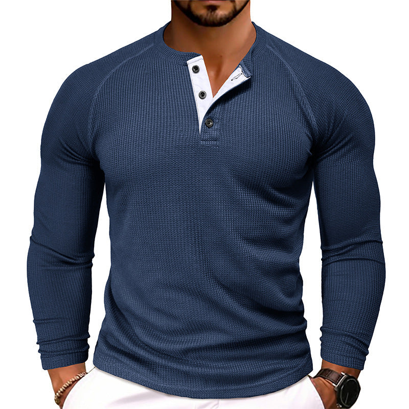 Men's Round Neck Waffle Casual T-shirt Demandx