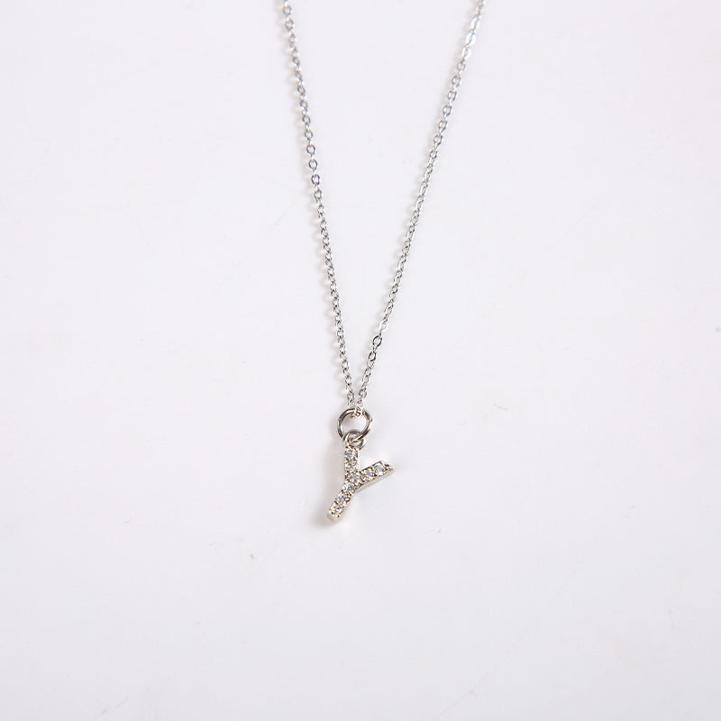 English Letter Necklace Micro Inlaid Zircon Plated 18K Demandx