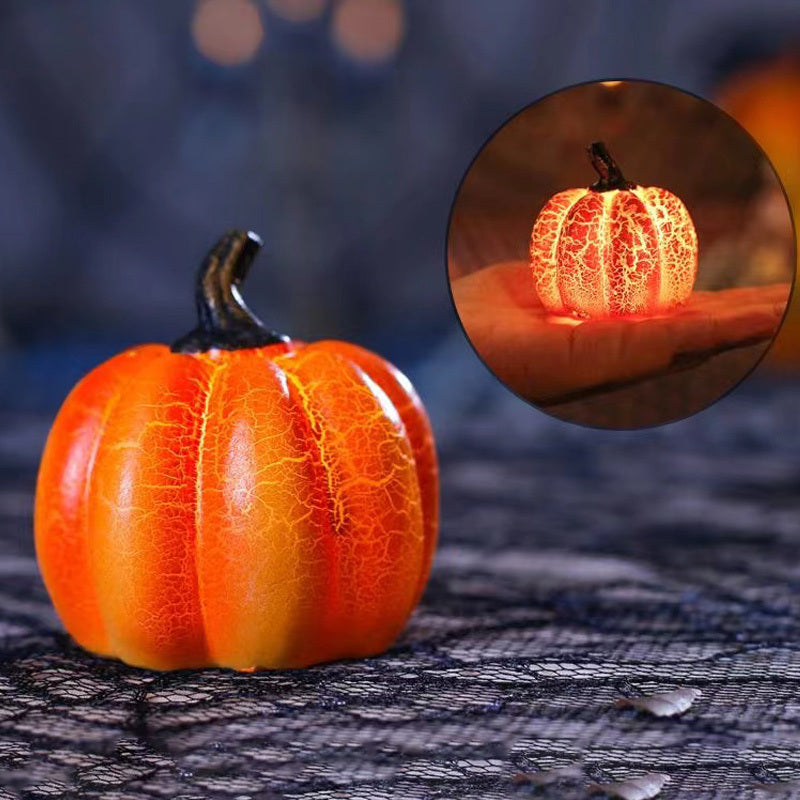 New Halloween Pumpkin Lantern Simulation Pumpkin LED Candle Lamp Resin Luminous Pumpkin Demandx