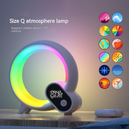 Creative Q Light Analog Sunrise Digital Display Alarm Clock Bluetooth Audio Intelligent Wake-up Q Colorful Atmosphere Light Demandx