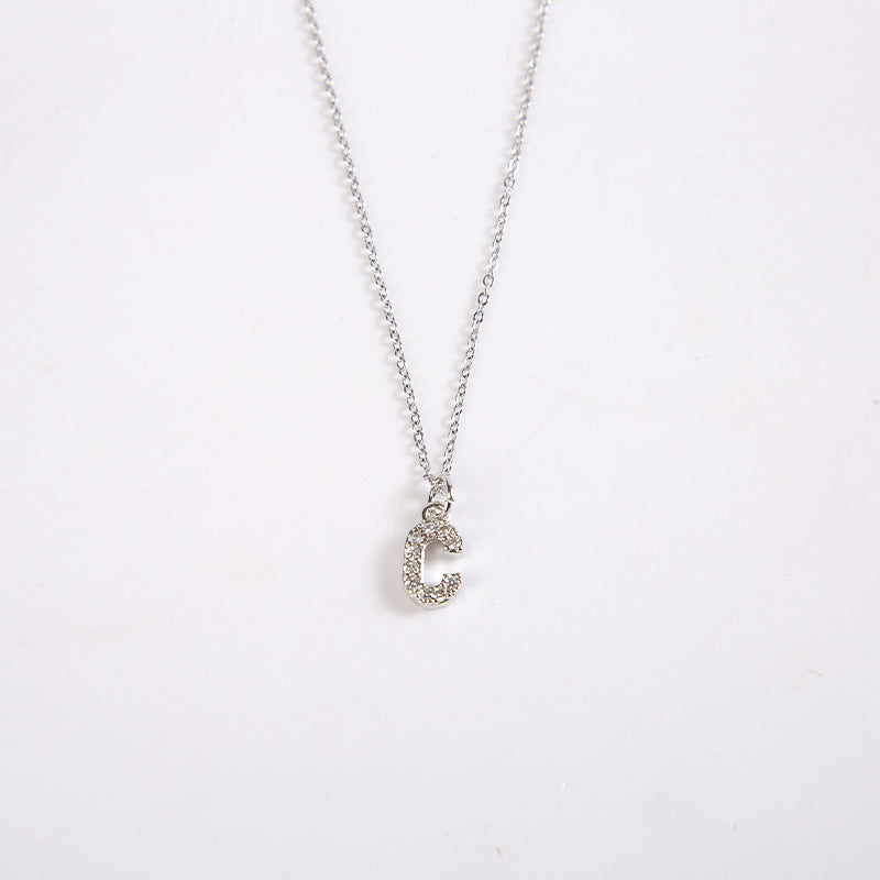 English Letter Necklace Micro Inlaid Zircon Plated 18K Demandx