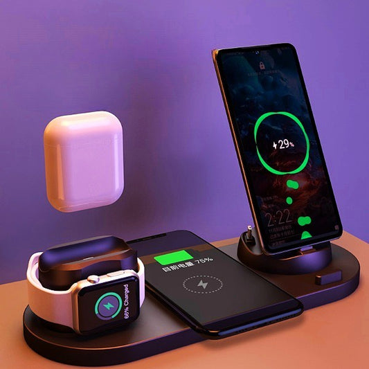 Wireless Charger For IPhone Fast Charger For Phone Fast Charging Pad For Phone Watch 6 In 1 Charging Dock Station Demandx